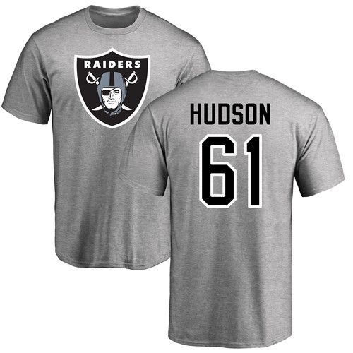 Men Oakland Raiders Ash Rodney Hudson Name and Number Logo NFL Football #61 T Shirt